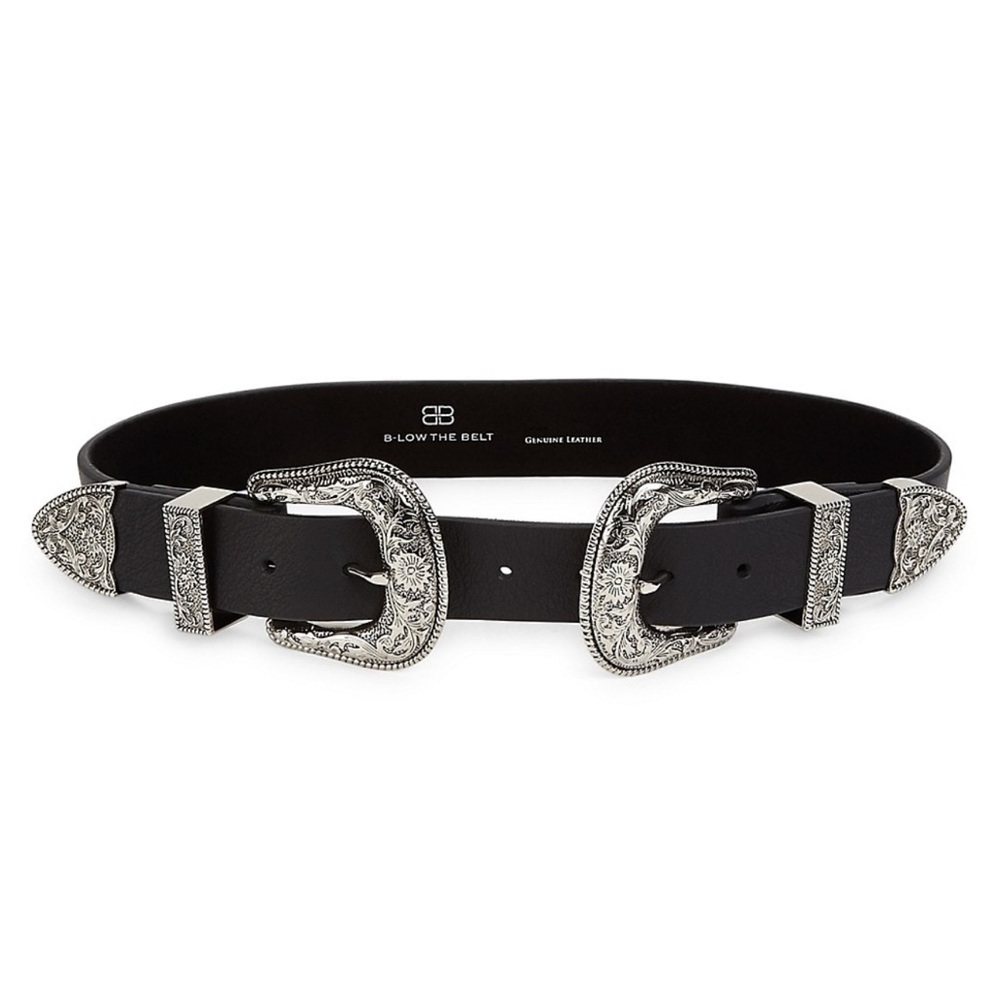 B-Low The Belt Bri Bri Leather Waist Belt / Black Silver / Size Small